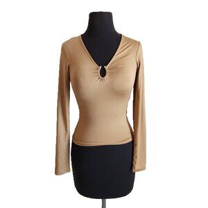 H&M Women's Long Sleeve V-neck Buckle Detail Top XS
